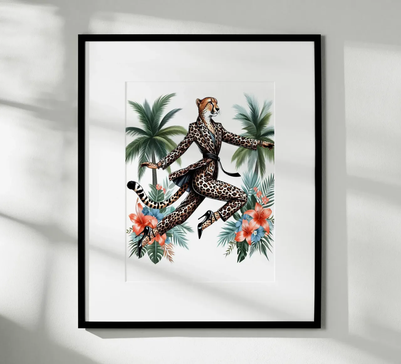 ILLUSTRAZIONE DI MODA GHEPARDO poster con telaio in plastica da ARTOMATIC