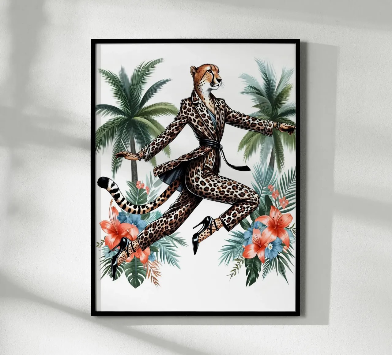 ILLUSTRAZIONE DI MODA GHEPARDO poster con telaio in plastica da ARTOMATIC