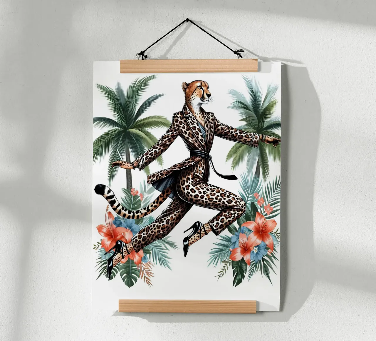 ILLUSTRAZIONE DI MODA GHEPARDO poster con telaio in plastica da ARTOMATIC