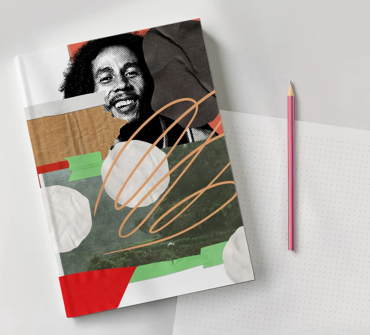 bob collage abstract notebook by ramosashop