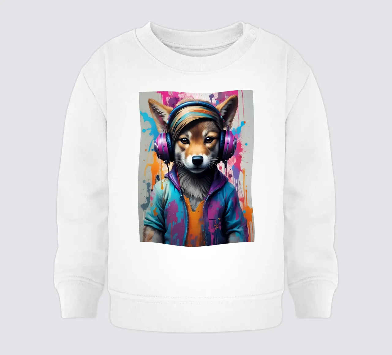 Bebé lobo con auriculares sudadera de bebé de MakArena