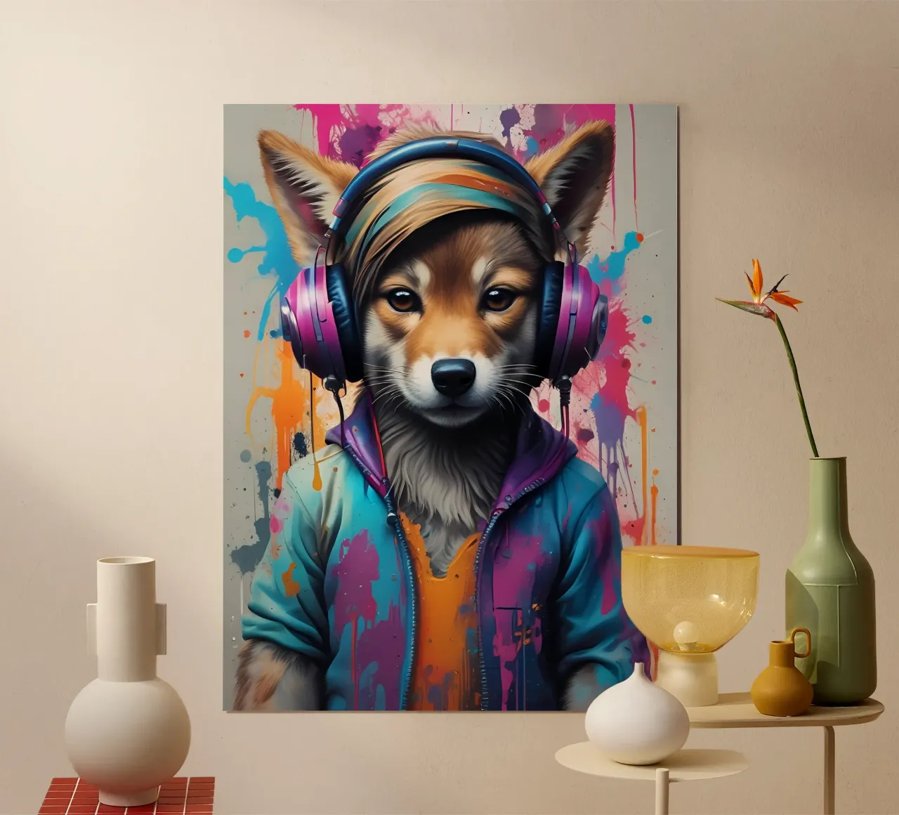 Bebé lobo con auriculares hahnemühle de MakArena