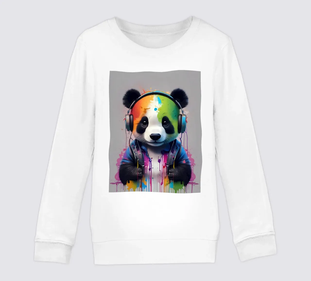 Baby panda in headphones kids sweatshirt by MakArena
