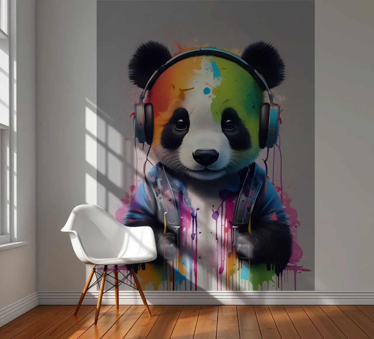 Baby panda in headphones photo wallpaper by MakArena