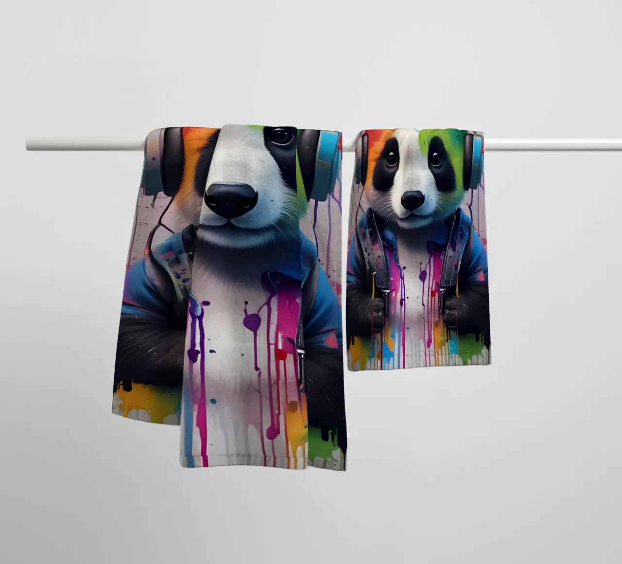 Bébé panda dans un casque d'écoute serviette de bain de MakArena