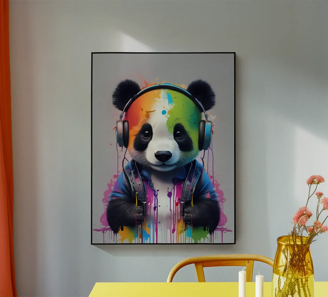 Panda bebé con auriculares metacrilato de MakArena