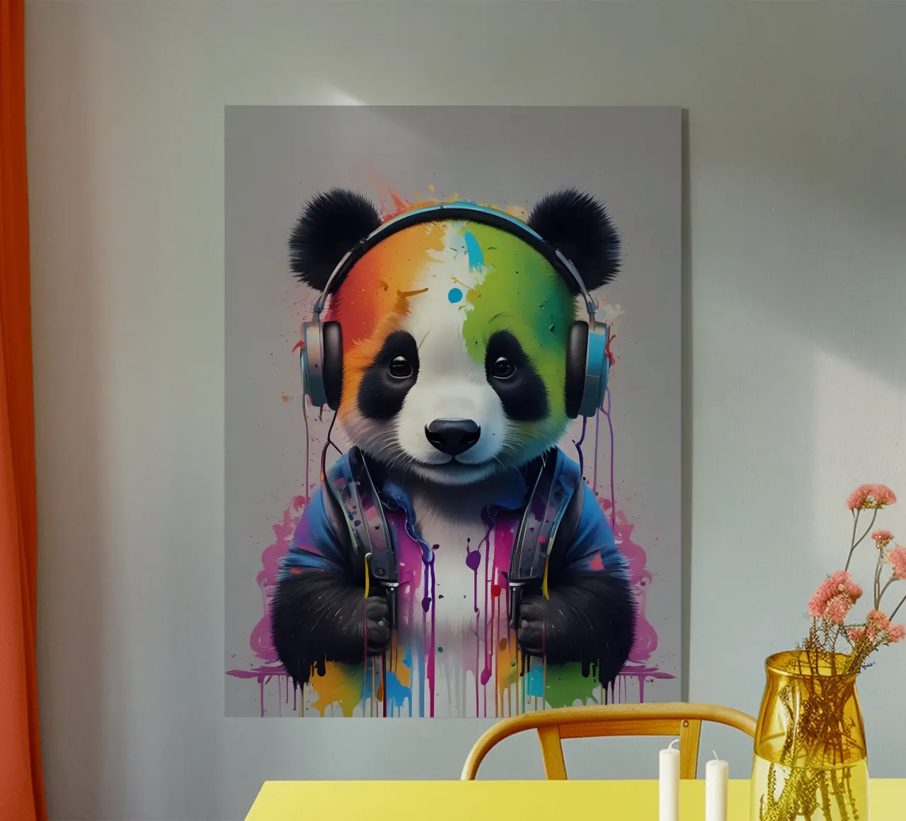 Panda bebé con auriculares metacrilato de MakArena