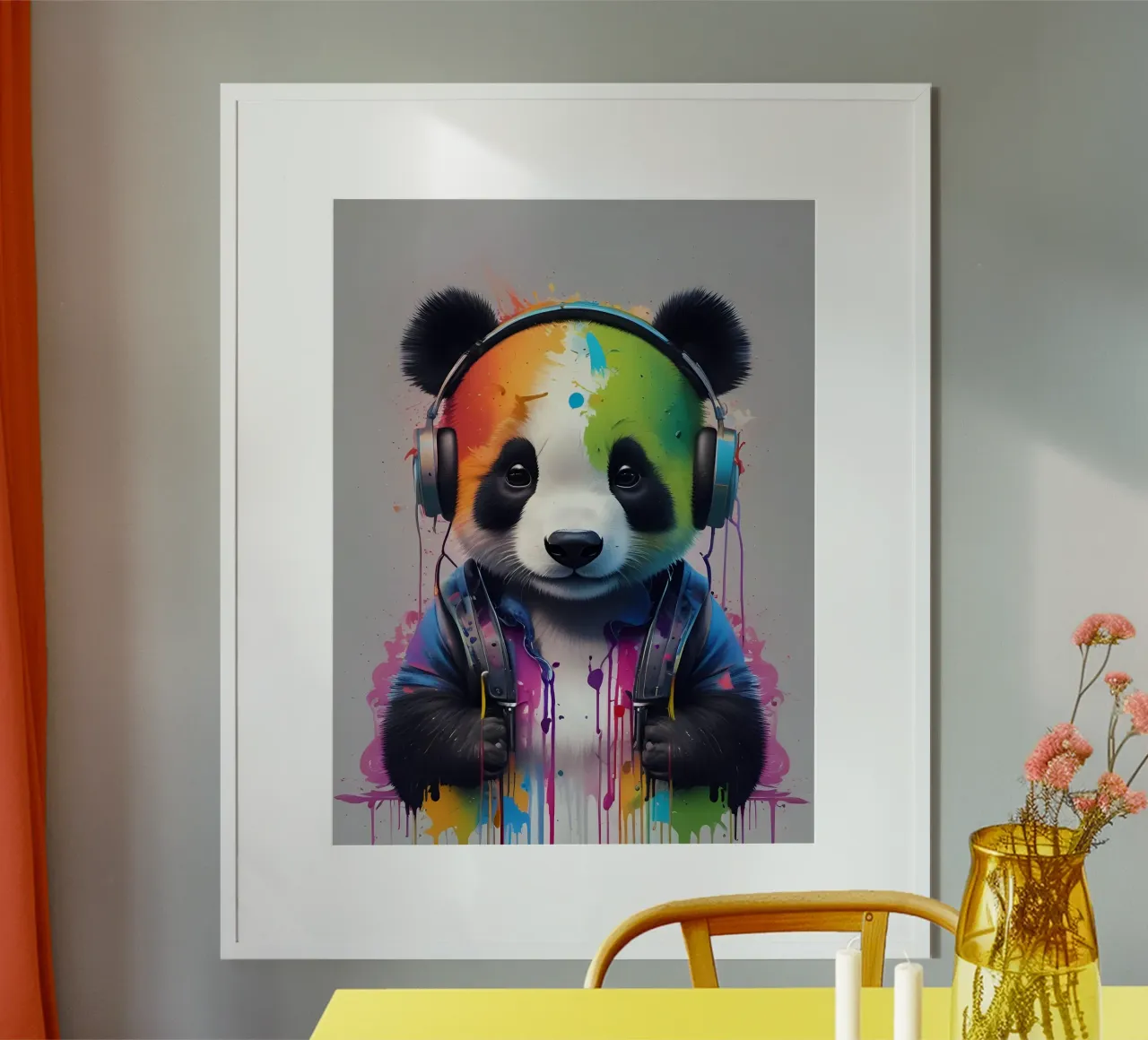 Baby panda in headphones hahnemühle by MakArena