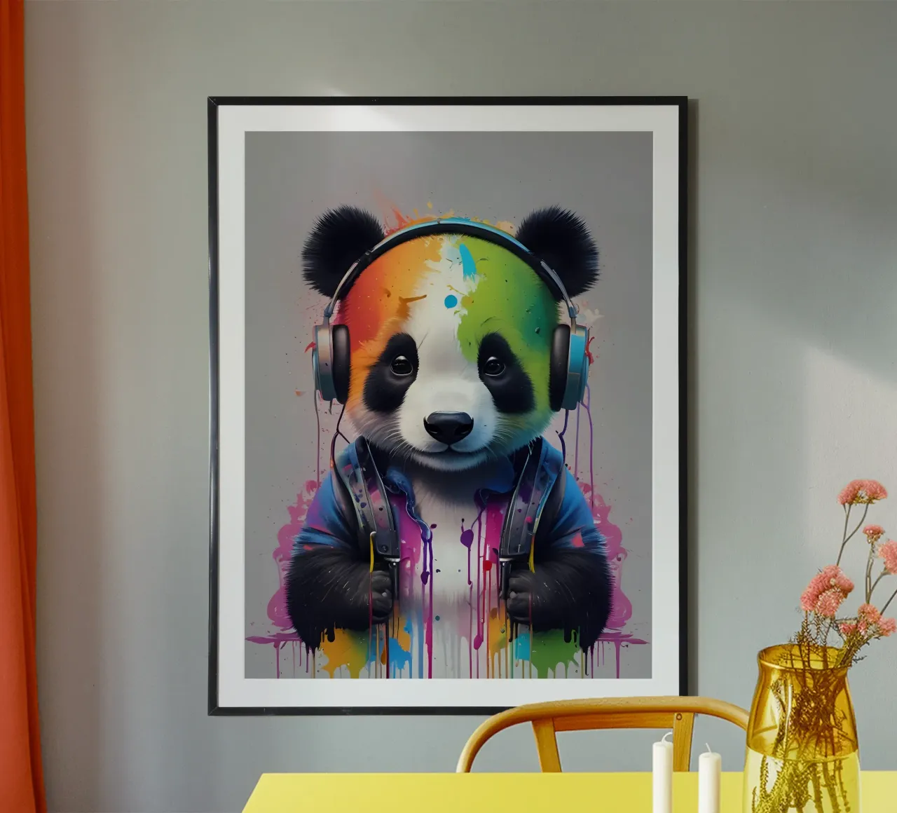 Baby panda in headphones hahnemühle by MakArena