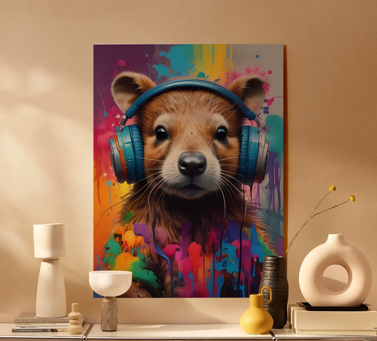Meerschweinchen mit Kopfhörern Acryl-Glas von MakArena