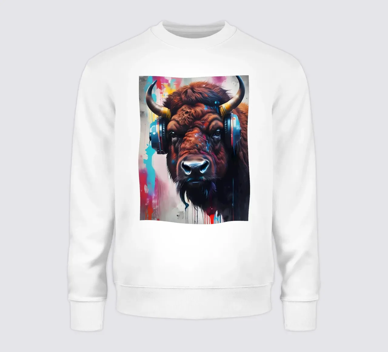 Bison in headphones sweatshirt by MakArena