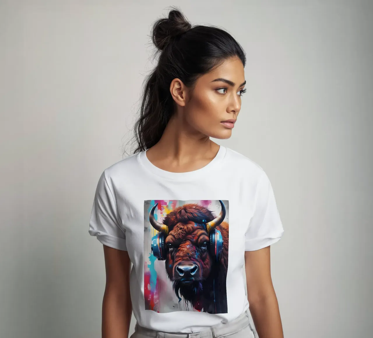 Bisonte in cuffia t-shirt da MakArena