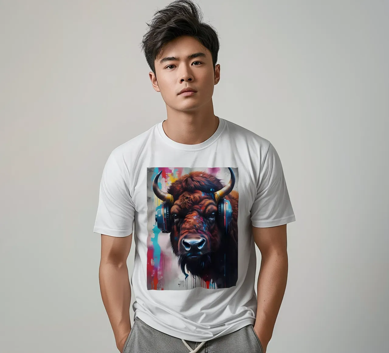 Bisonte in cuffia t-shirt da MakArena