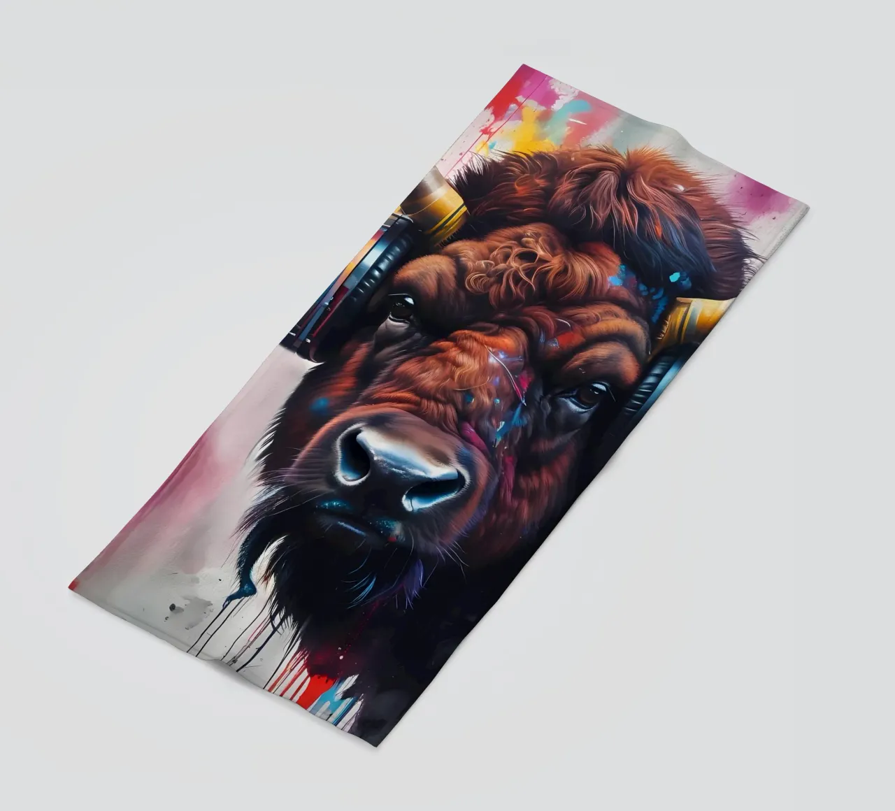 Bisonte in cuffia telo mare da MakArena