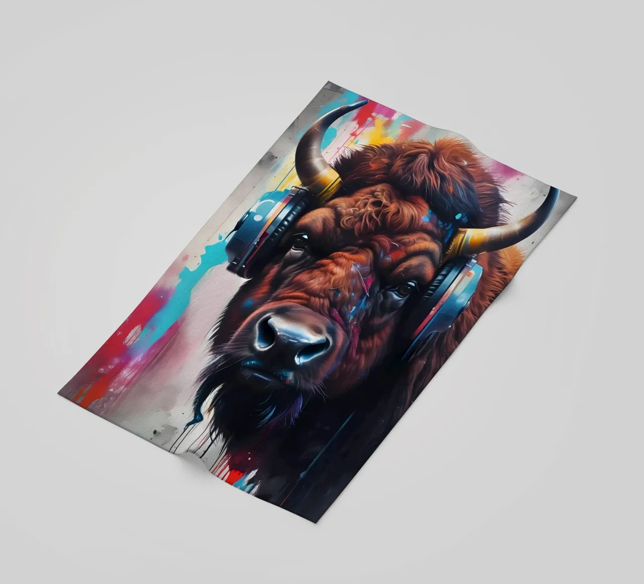 Bisonte in cuffia telo mare da MakArena