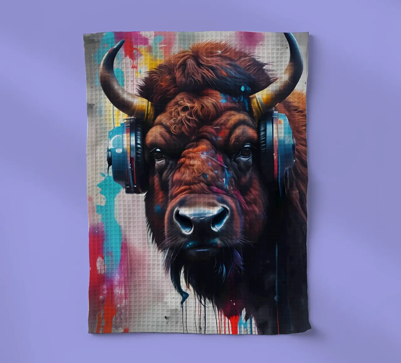 Bisonte in cuffia canovaccio da cucina da MakArena