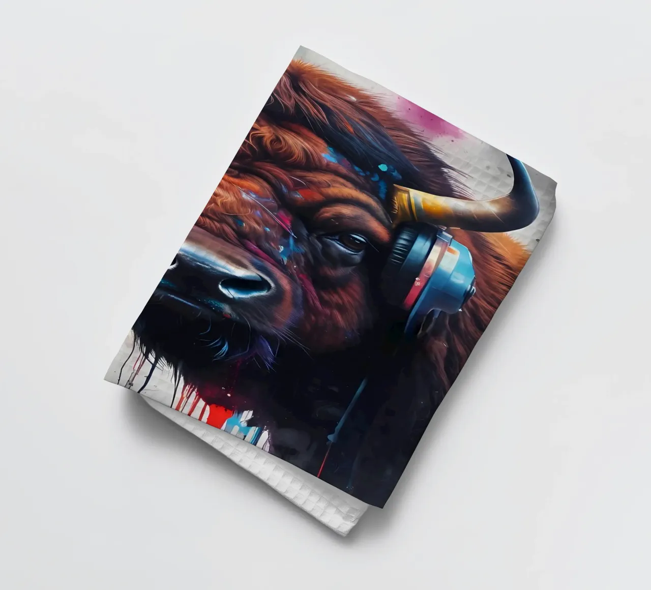 Bisonte in cuffia canovaccio da cucina da MakArena