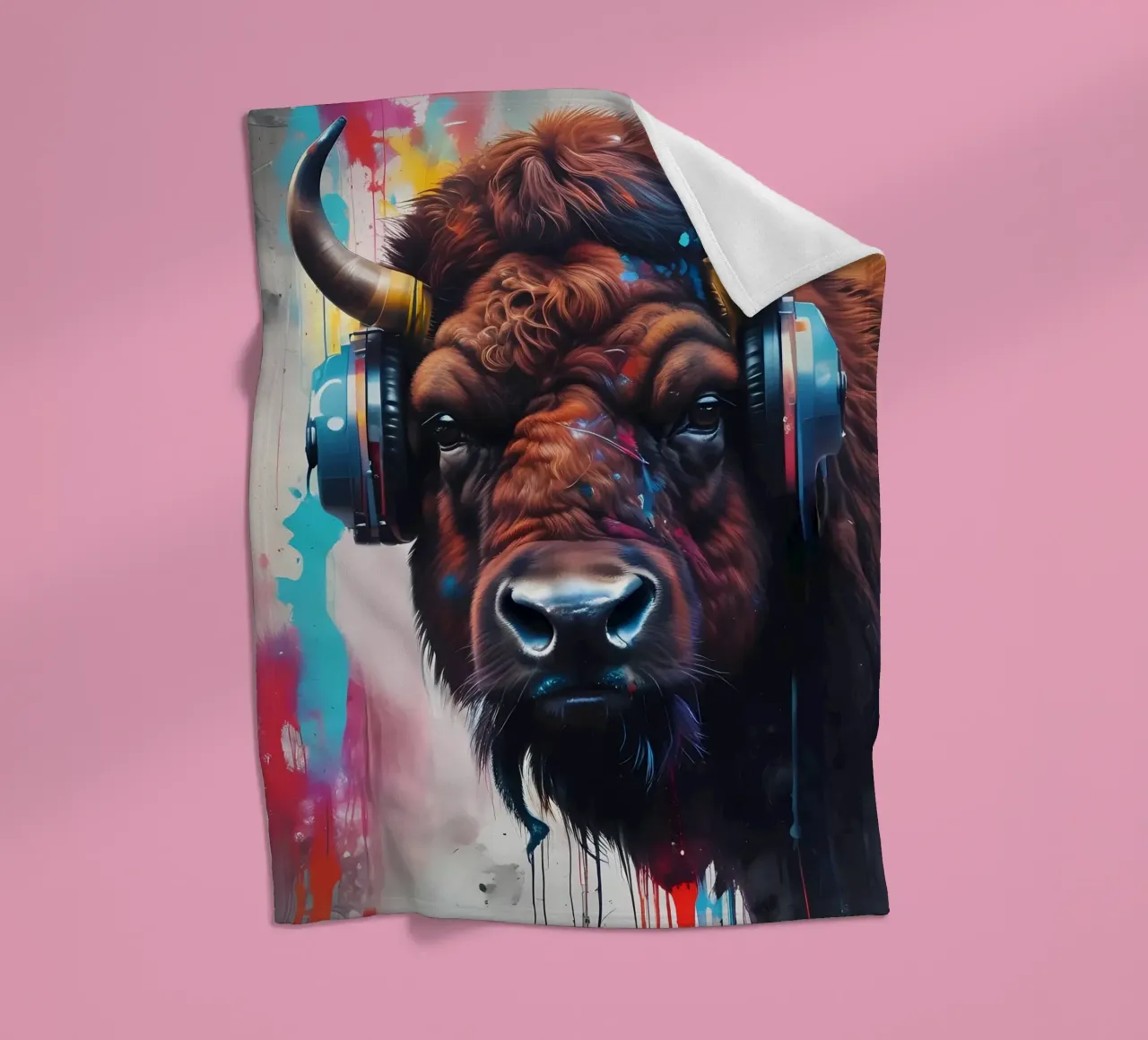 Bisontes con auriculares manta de franela de MakArena
