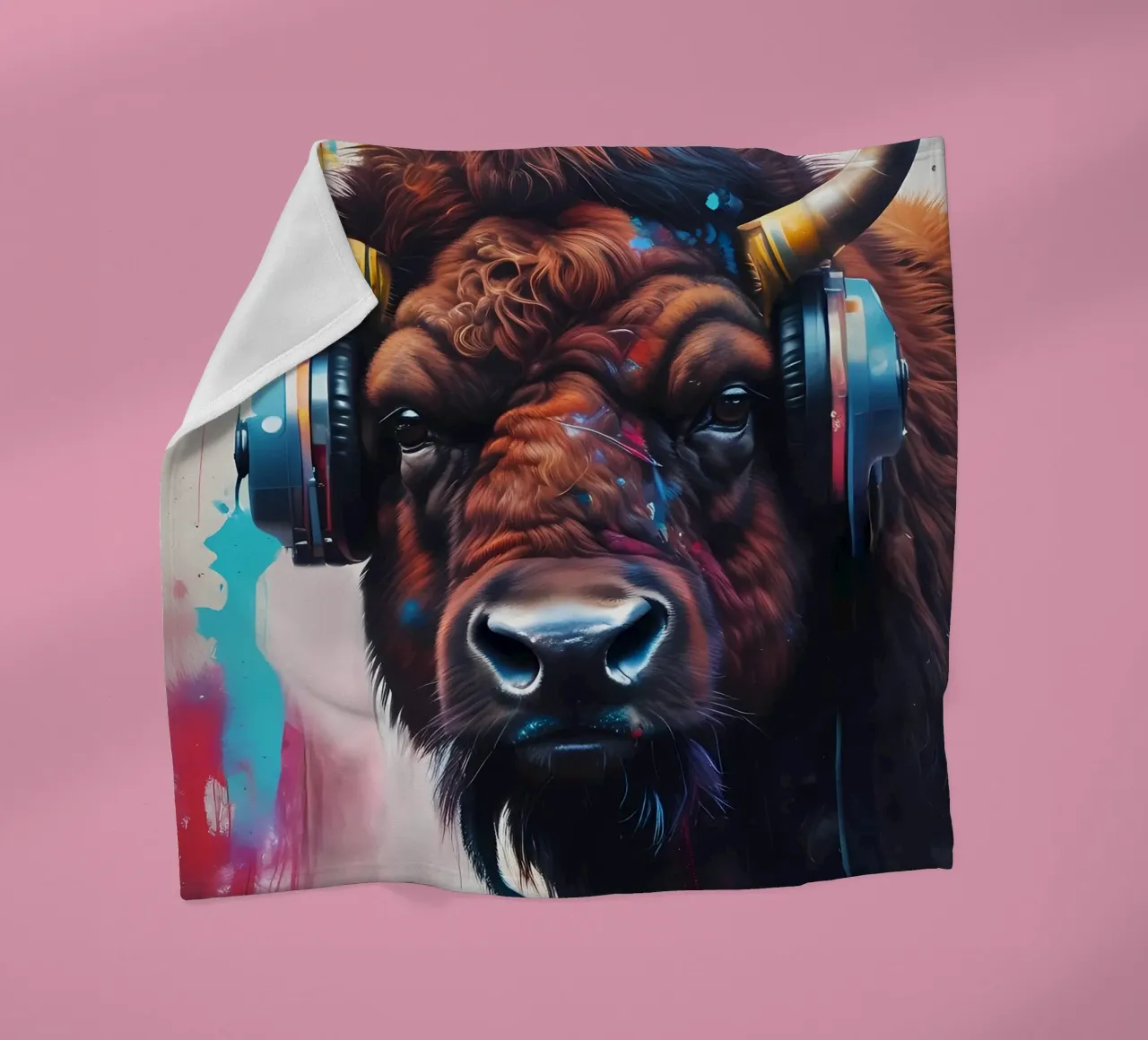 Bisontes con auriculares manta de franela de MakArena