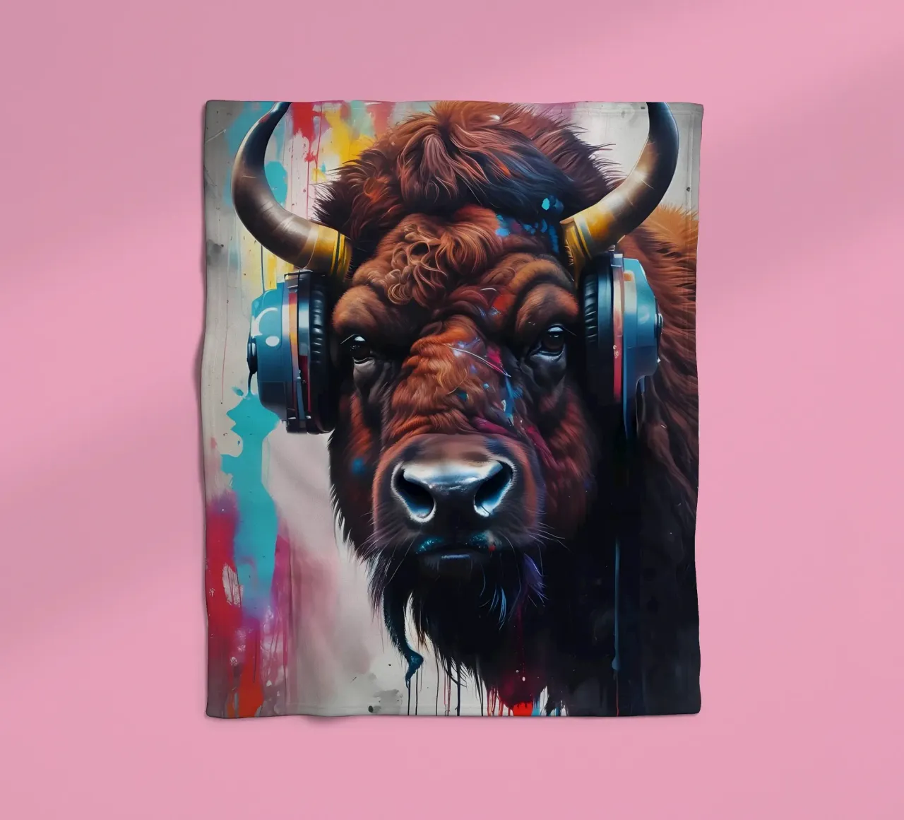 Bisontes con auriculares manta de franela de MakArena