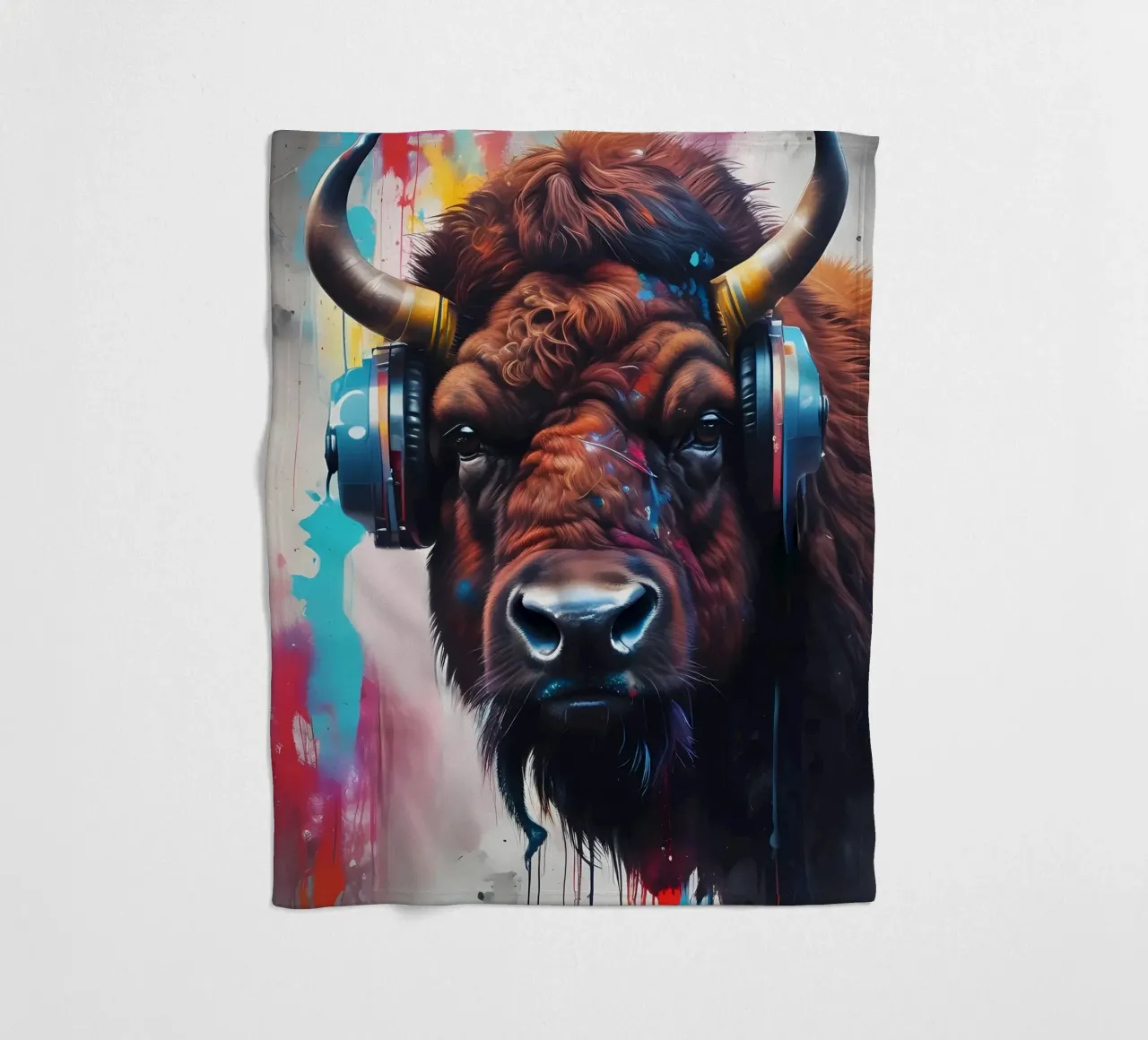 Bisontes con auriculares manta de franela de MakArena