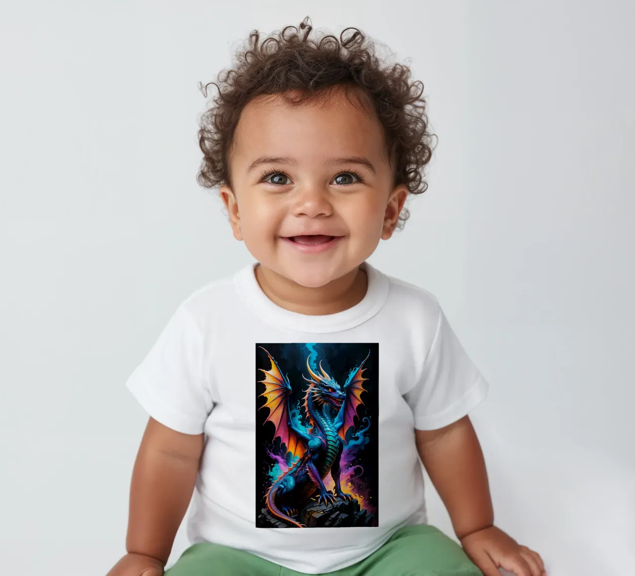 Dragon colorfull neon baby t-shirt by MakArena