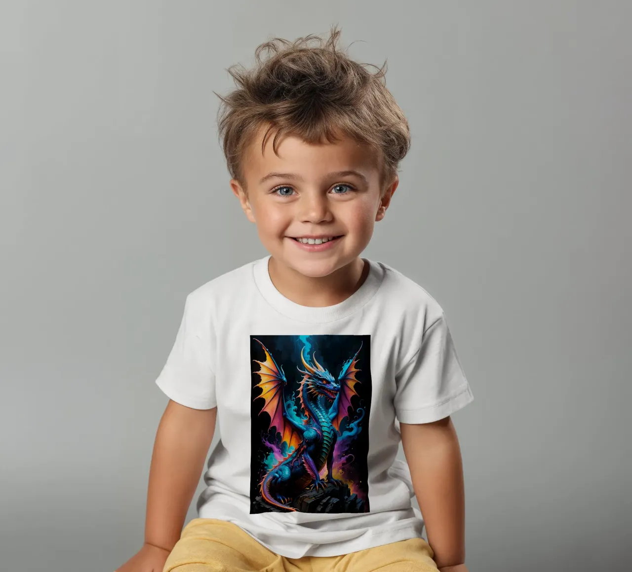Dragon colorfull neon kids t-shirt by MakArena
