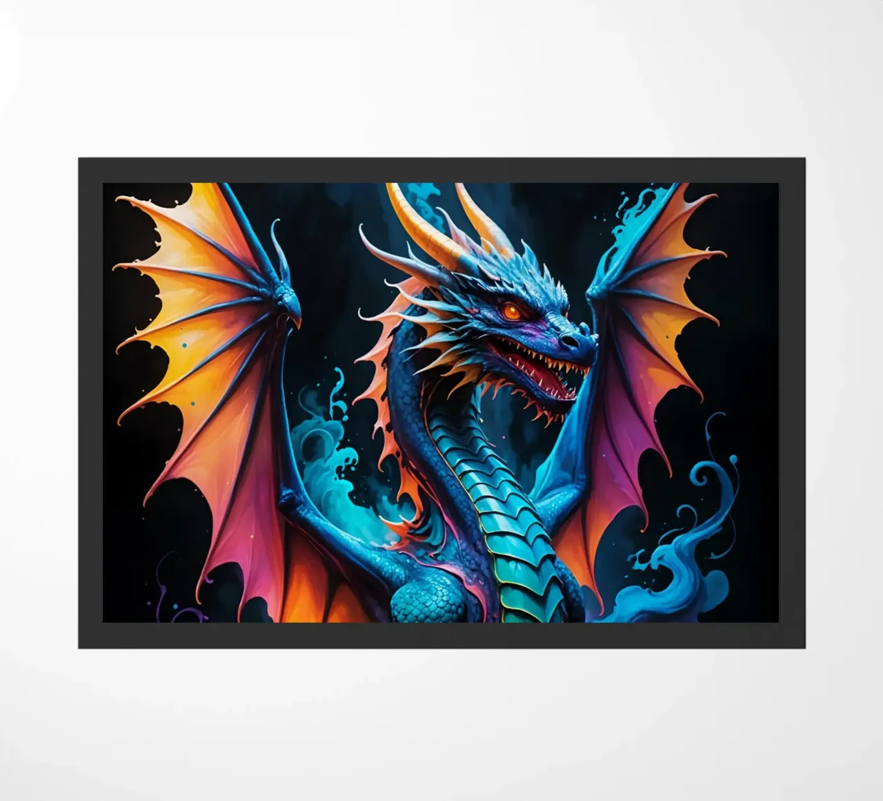 Dragon colorfull neon doormat by MakArena