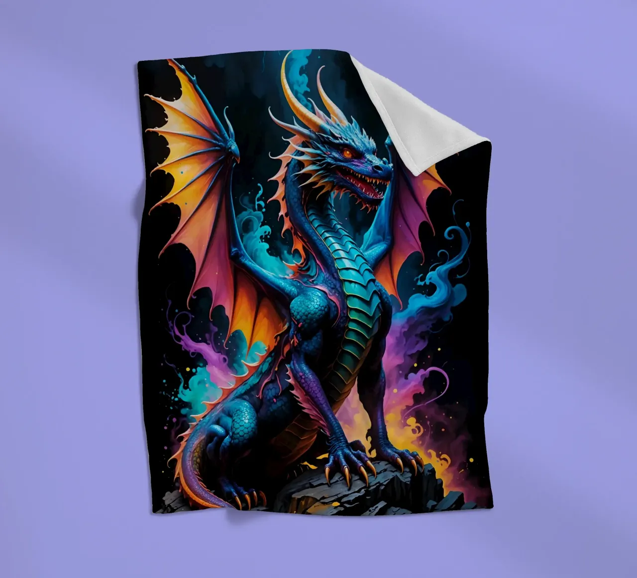Drache buntes Neon Fleecedecke von MakArena