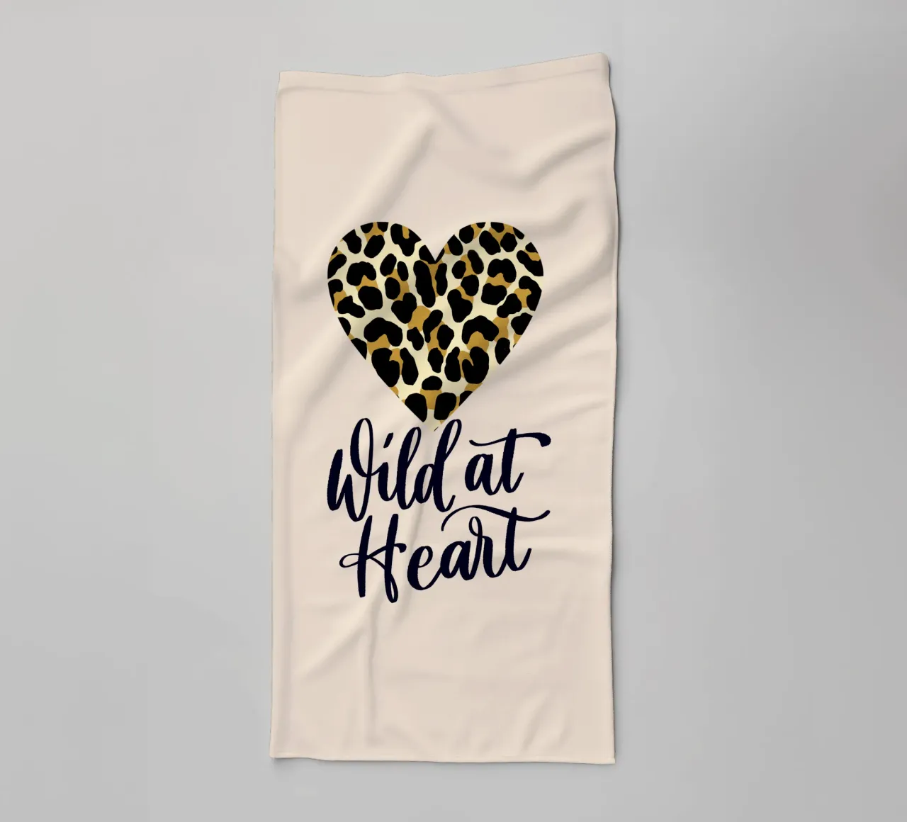 Wild at heart. Saying with leopard print heart towel by CalliLetters
