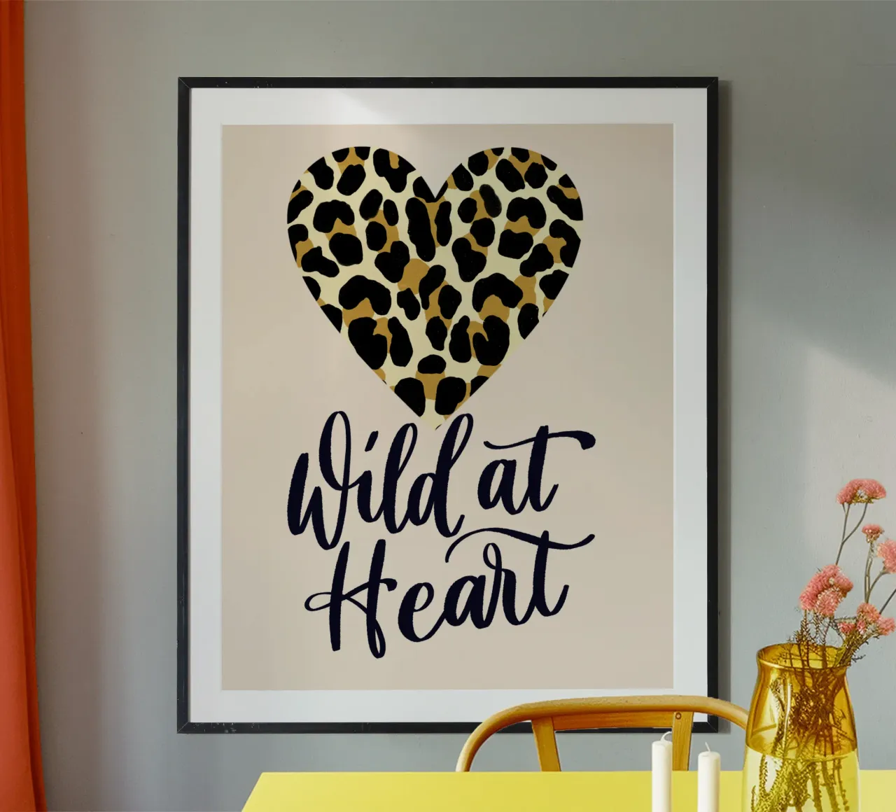 Wild at heart. Saying with leopard print heart hahnemühle by CalliLetters