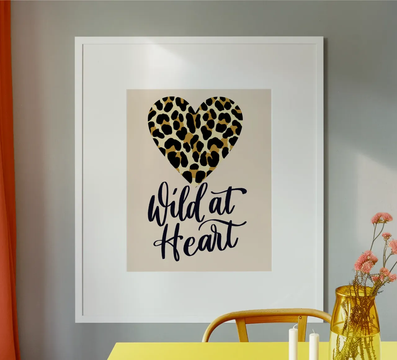 Wild at heart. Saying with leopard print heart hahnemühle by CalliLetters