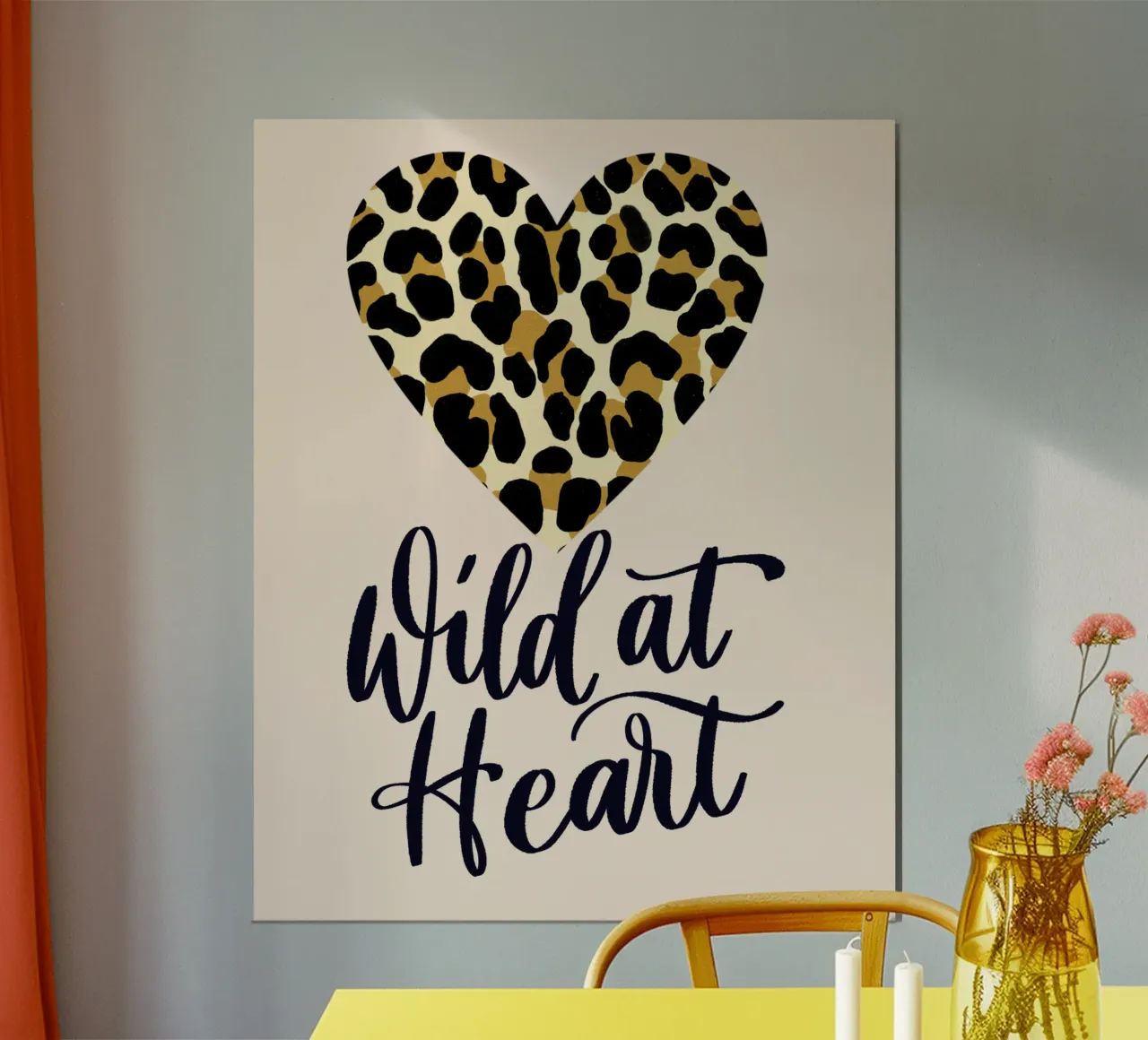 Wild at heart. Saying with leopard print heart hahnemühle by CalliLetters