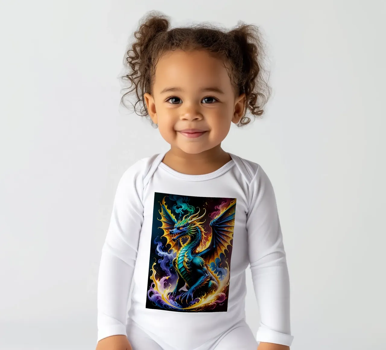 Dragon neon long-sleeve baby romper by MakArena