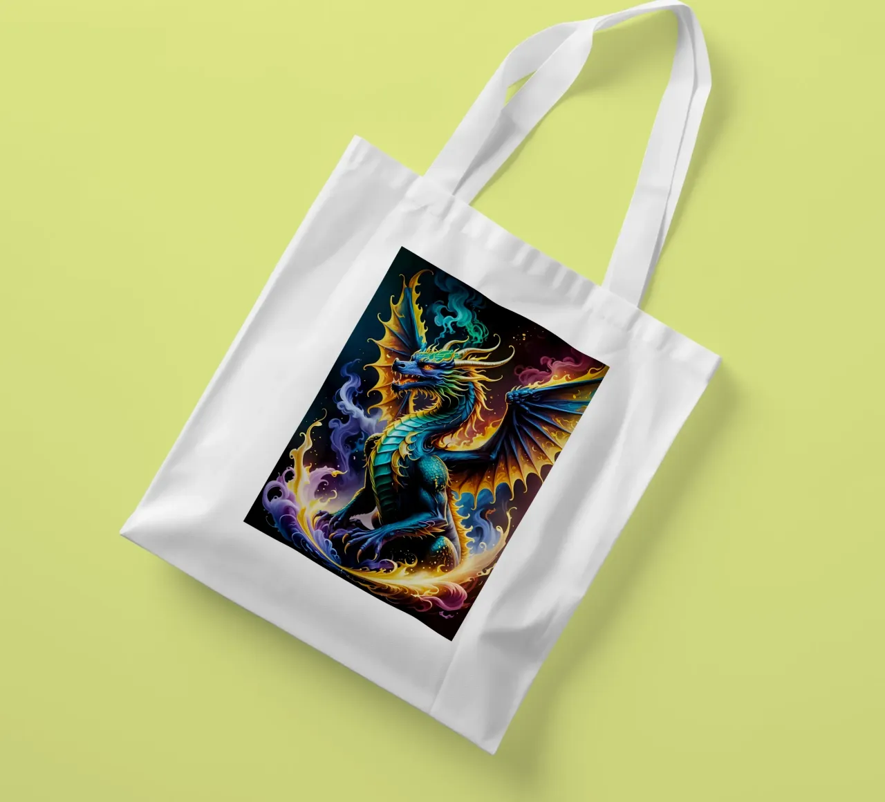 Dragon neon tote bag by MakArena