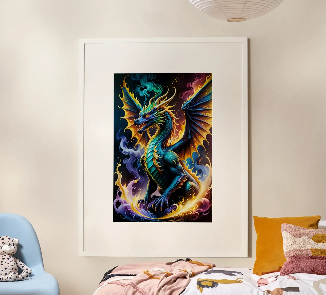 Drache neon Hahnemühle von MakArena