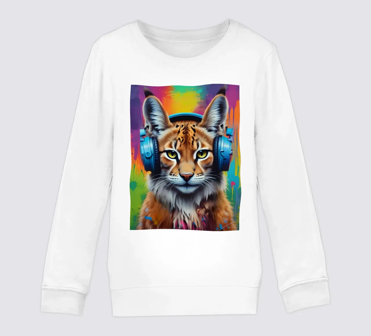 Baby lynx in headphones kids sweatshirt by MakArena