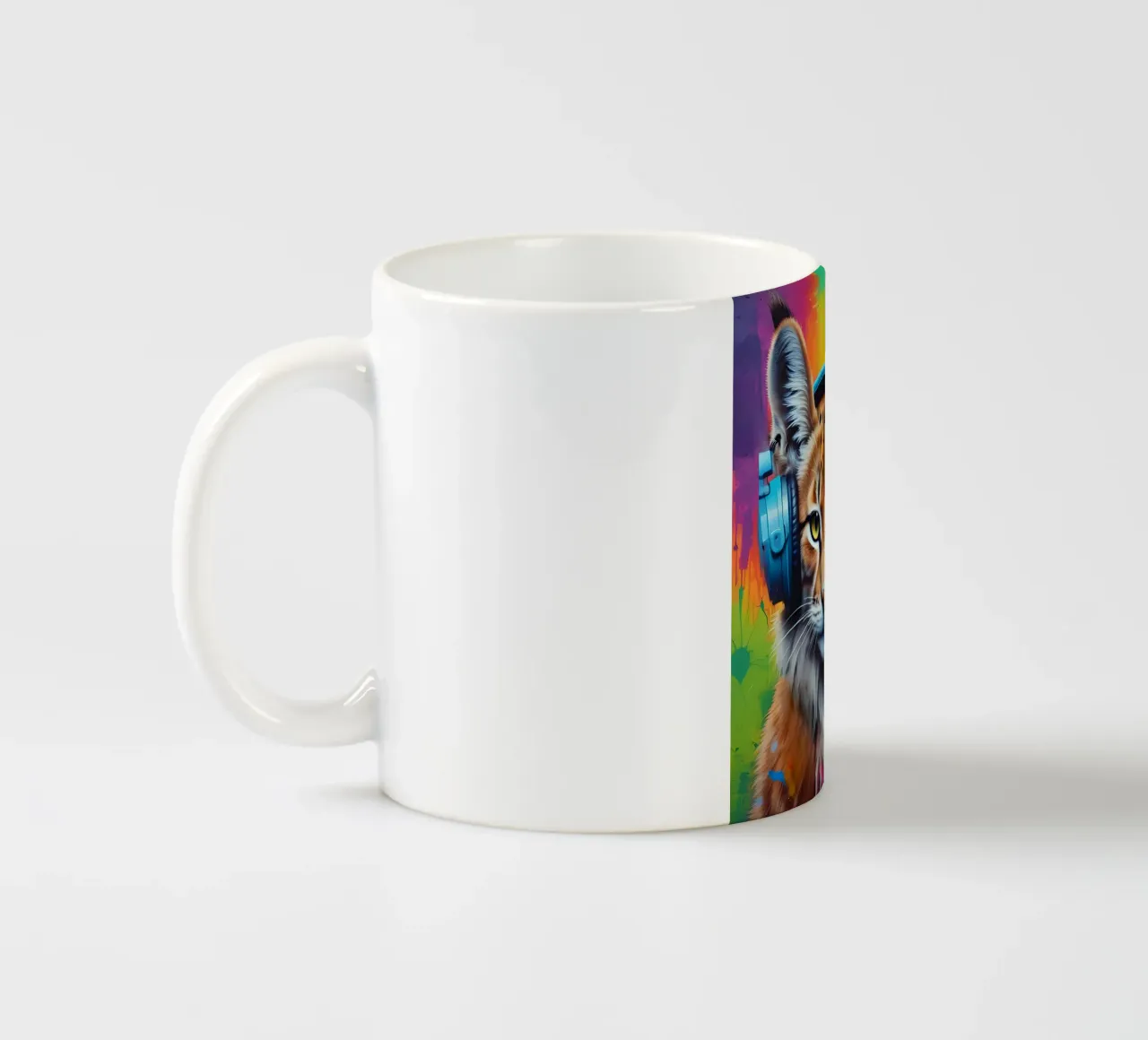Baby lince in cuffia tazza in ceramica da MakArena