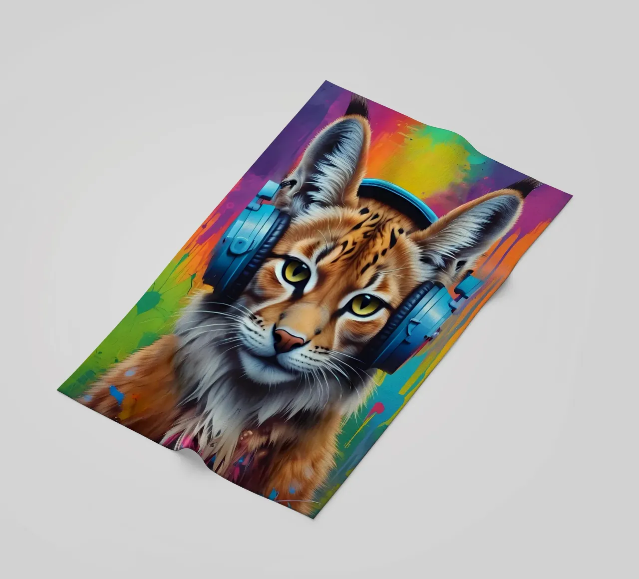 Bébé lynx dans un casque serviette de plage de MakArena