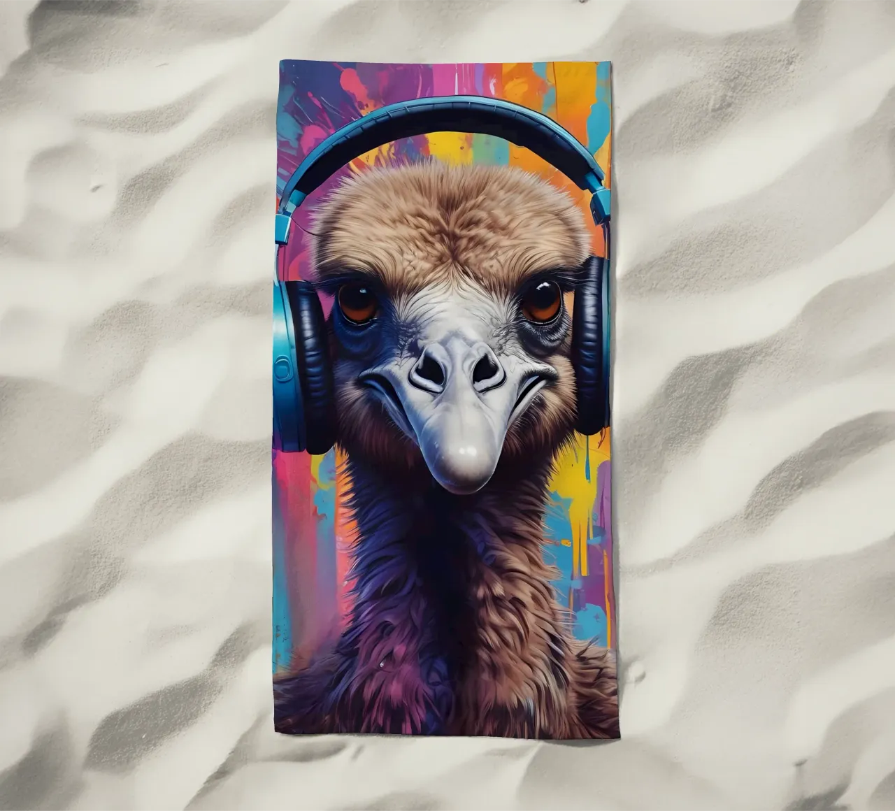 Struzzo in cuffia telo mare da MakArena