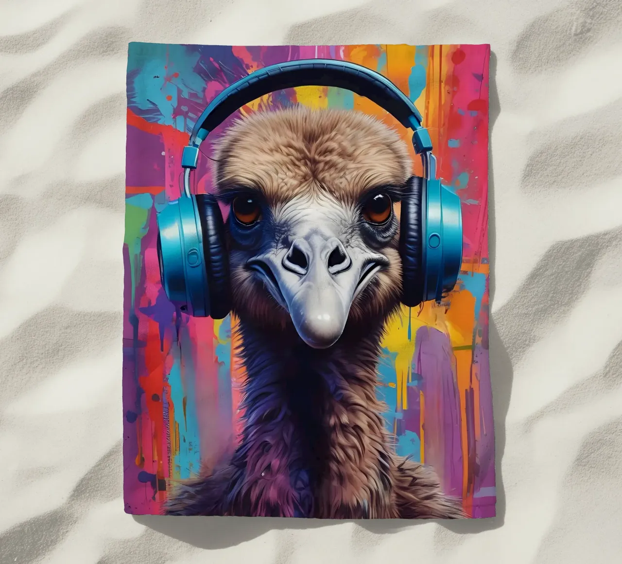 Struzzo in cuffia telo mare da MakArena