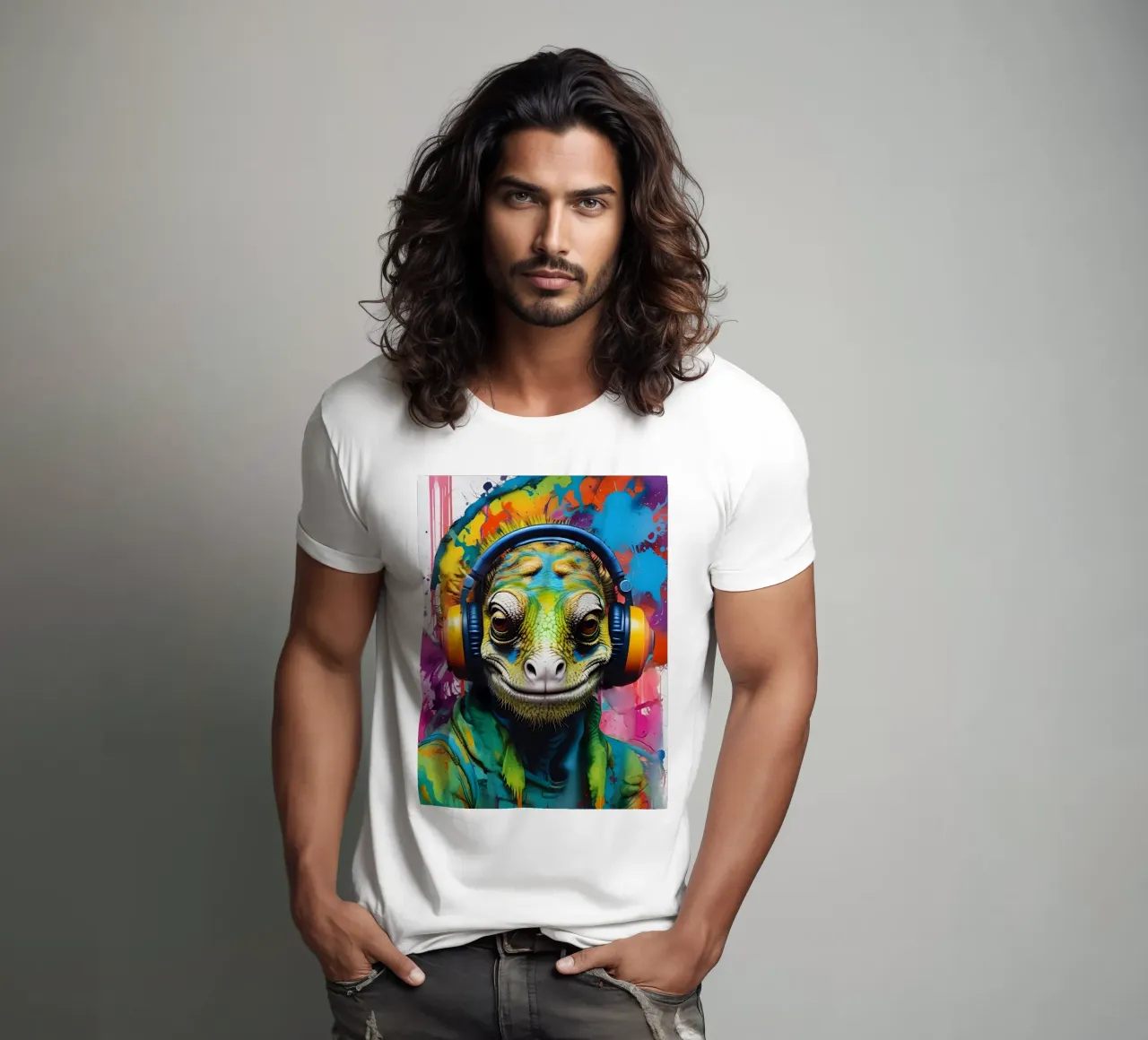 Camaleonte in cuffia t-shirt da MakArena