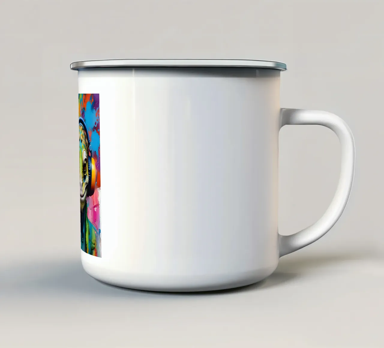 Camaleonte in cuffia tazza in smalto da MakArena