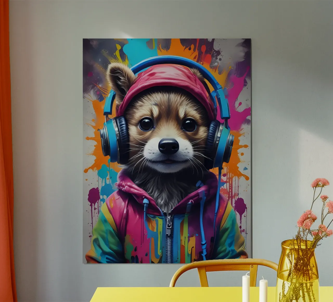Baby-Waschbär mit Kopfhörern Poster von MakArena