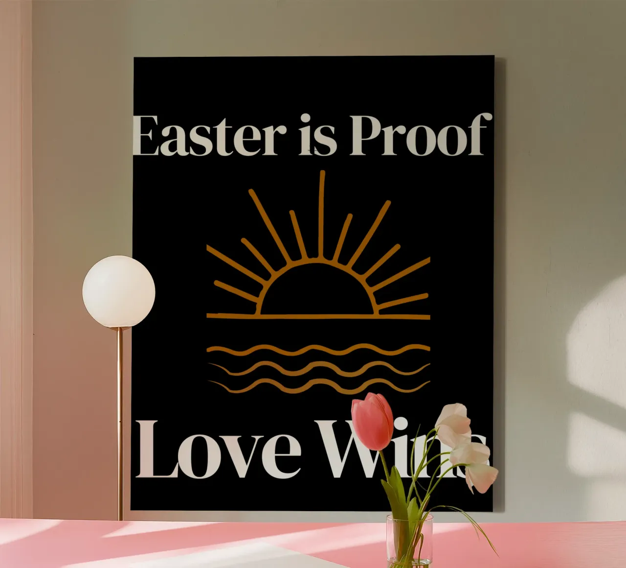 La Pasqua è la prova che l'amore vince per mettere in mostra la propria fede tela con Cornice a cassetta da Lionandlamb