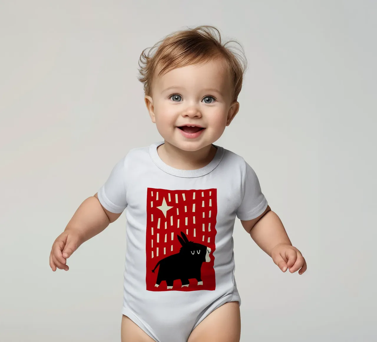 Donkey short-sleeve baby romper by Fox & Velvet