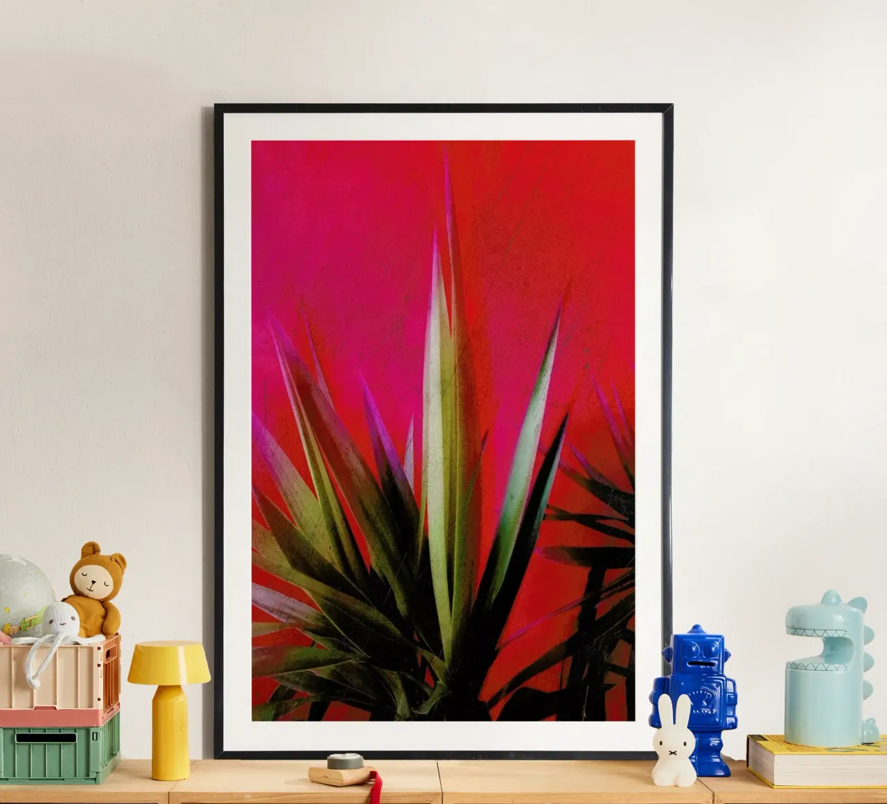 Vivid Pink poster con telaio in legno da Angelo Cerantola