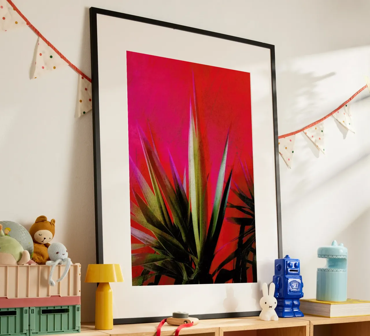 Vivid Pink poster con telaio in legno da Angelo Cerantola