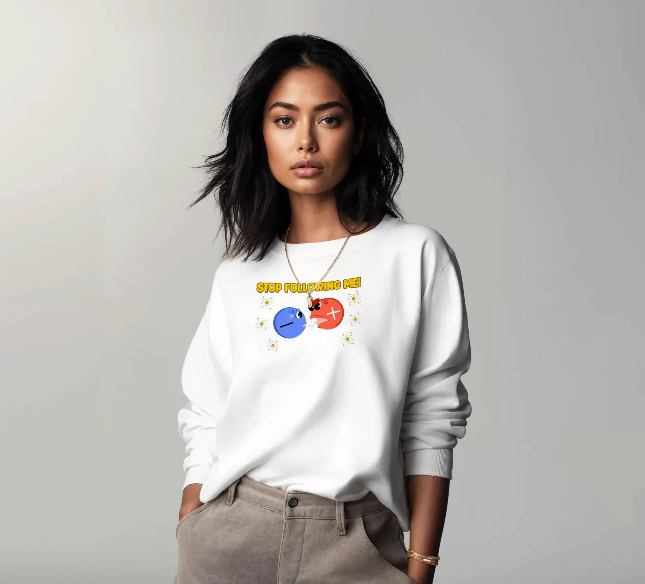 Proton and Electron Funny Science Atom Physics sweatshirt by sillyindustries