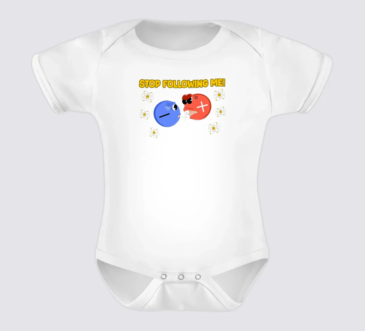 Proton and Electron Funny Science Atom Physics short-sleeve baby romper by sillyindustries